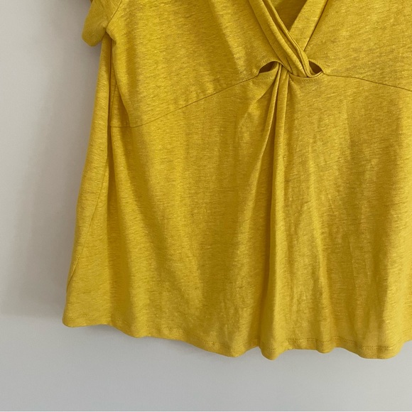 Anthropologie Maeve Horizon 100% Linen Yellow Twist Open Back Top Shirt XL - Picture 11 of 11